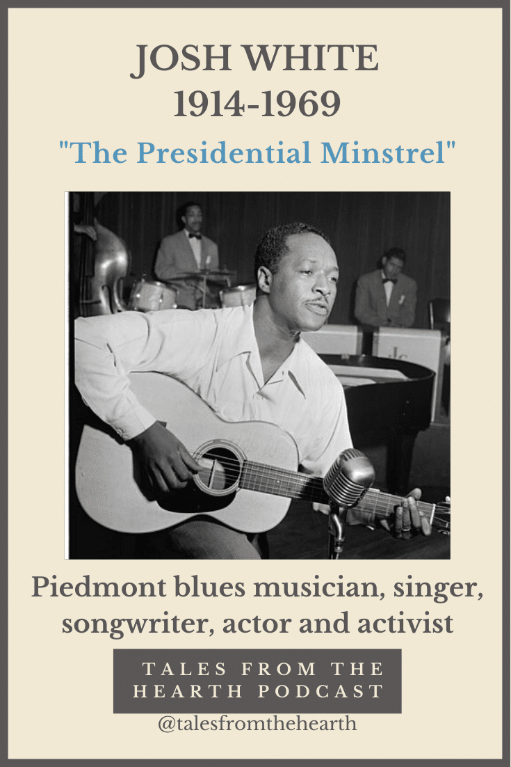 Did you hear about an African American folk musician who was invited to play in multiple presidential inaugurations in a time when this was considered unacceptable? How about a man who influenced many generations through his blues and folk songs? Join us for today’s episode on the remarkable feats of South Carolinian Josh White.